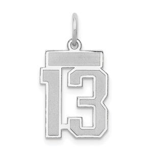 14k White Gold, Jersey Collection, Small Number 13 Pendant